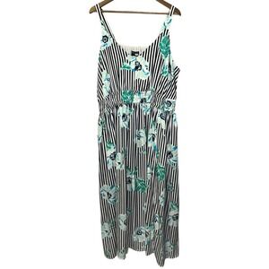 Lane Bryant Dress Sleeveless Maxi Floral Stripe Beach Summer Lightweight Size 24